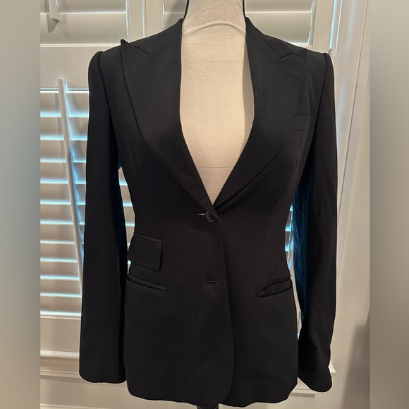 Dolce & Gabbana Women’s  Black Virgin Wool Blazer Size 42 Leopard Lining - Picture 1 of 12